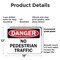 Signmission No Pedestrian Traffic Danger Sign, Plastic, 18in W x 12in L, 2PK OS-2PACK-DS-P-1218-L-19443 - alternate 2